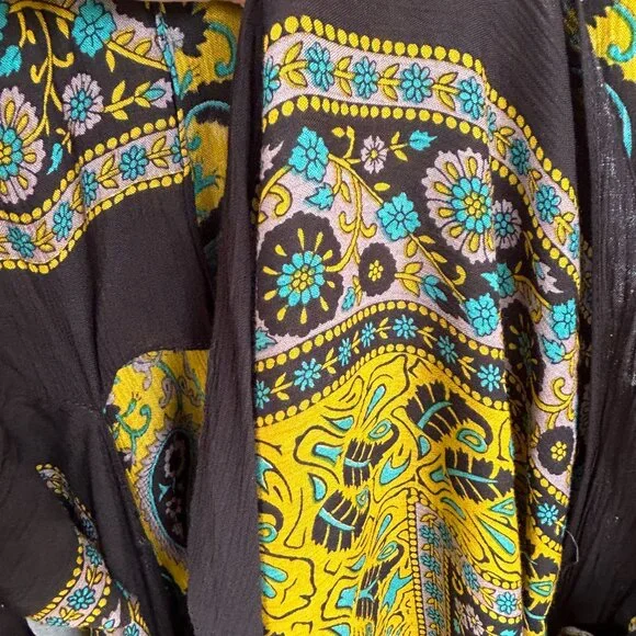 Free People Magic Dance Border Kimono Rare Yellow/Black - Picture 2 of 6